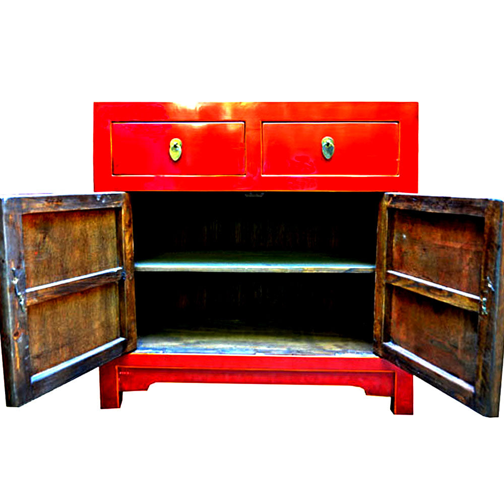 Kommode Sideboard Holz chinesisch rot mit Schubladen