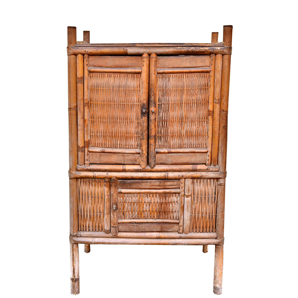 antik asiatisch Bambusschrank handgefertigt Naturbelassen Unikat