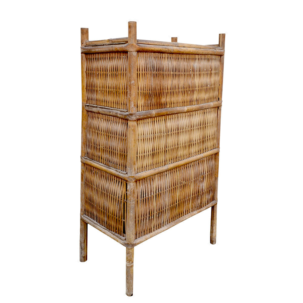 antik asiatisch Bambusschrank handgefertigt Naturbelassen Unikat