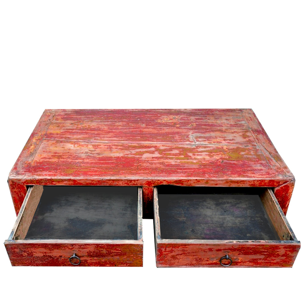 Couchtisch Wohnzimmer Tisch Sofa Tisch mit Schubladen rot