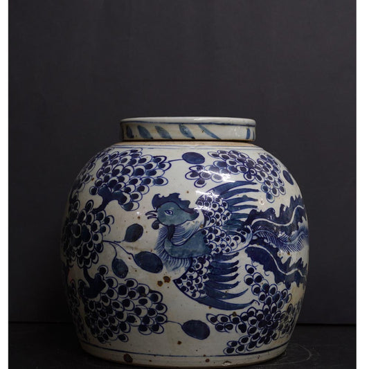 Ingwer Topf Vase chinesisch Porzellan original Blau-weiß Deckel Vase