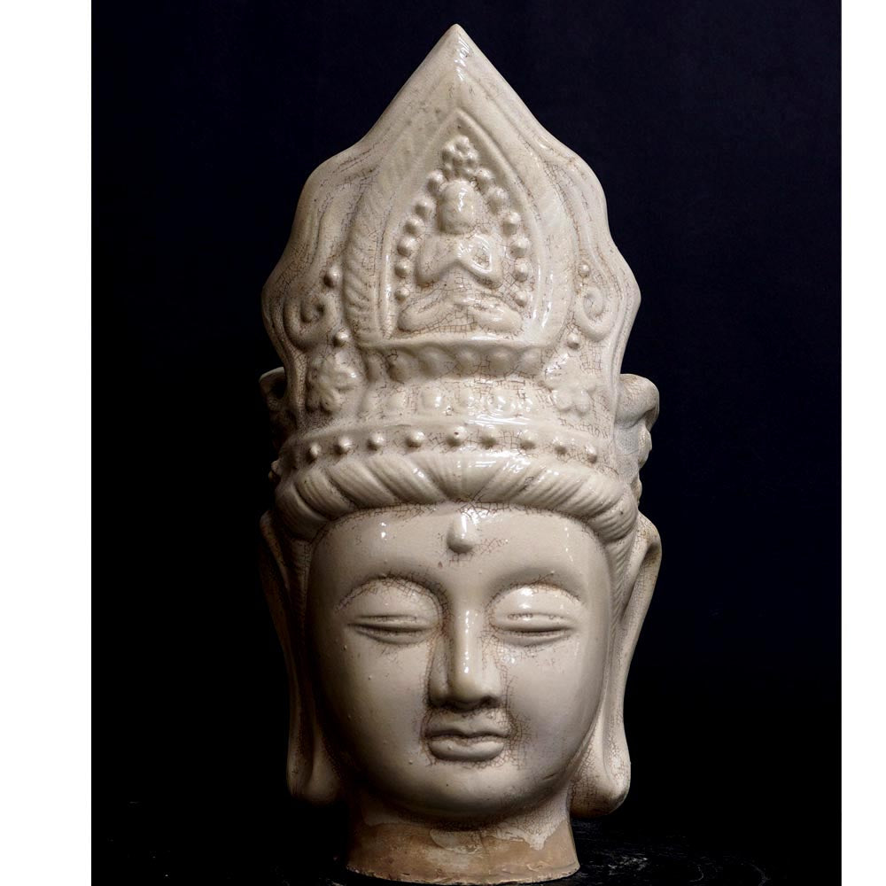 Deko Figur Buddha Statue Buddha Kopf Statue Keramik Home und Garten handgefertigt