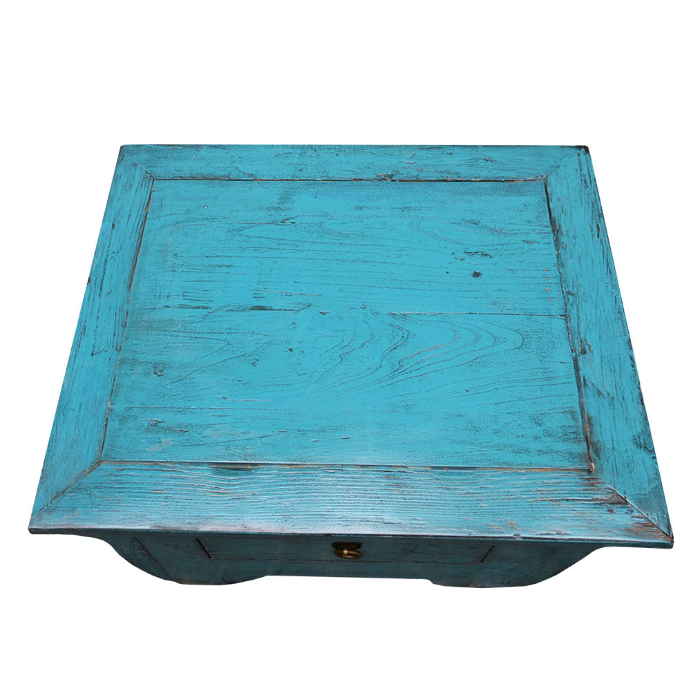 klein blau Tisch antik als Beistelltisch Betttisch Couchtisch Laptop Tisch aus Holz