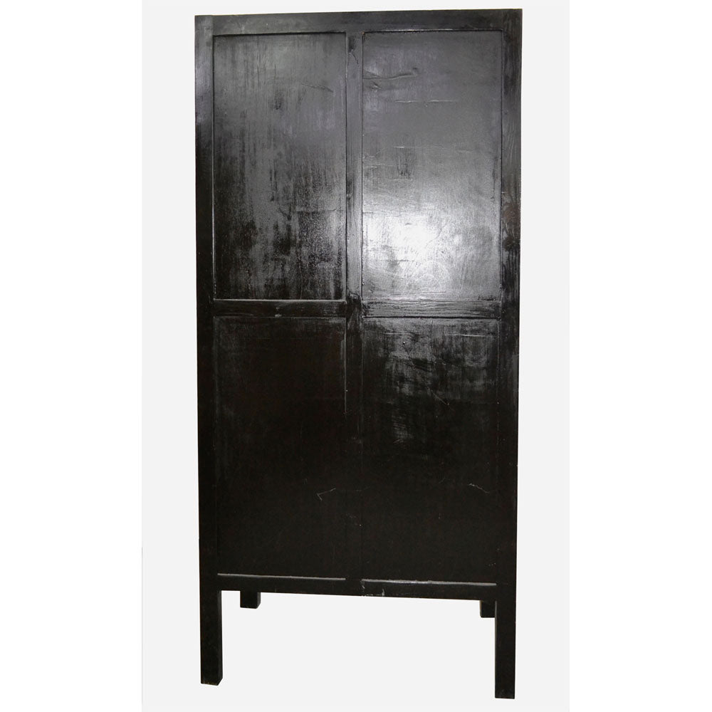 antik chinesisch bemalt Kleiderschrank Hochschrank aus Holz handgefertigt schwarz