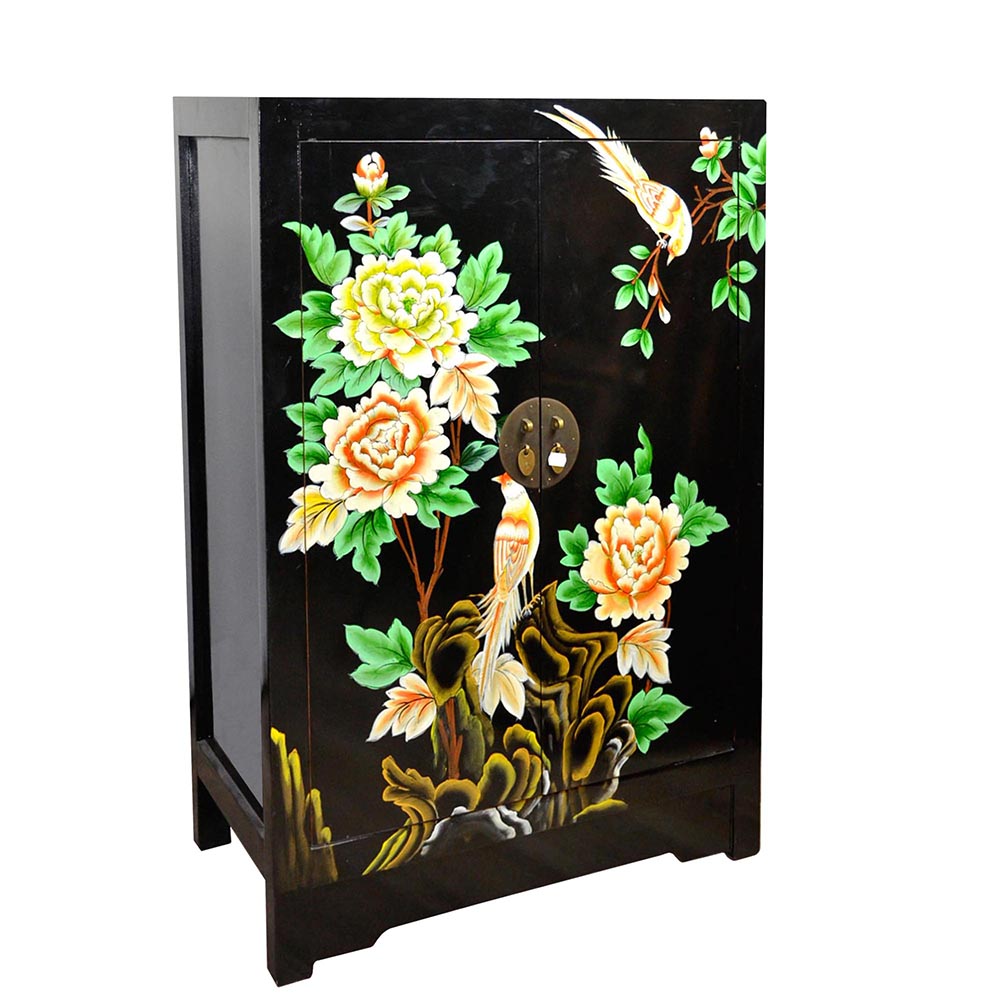 schwarz chinesisch Schrank Buffet aus Holz handgefertigt für Flur Wohnzimmer Bad