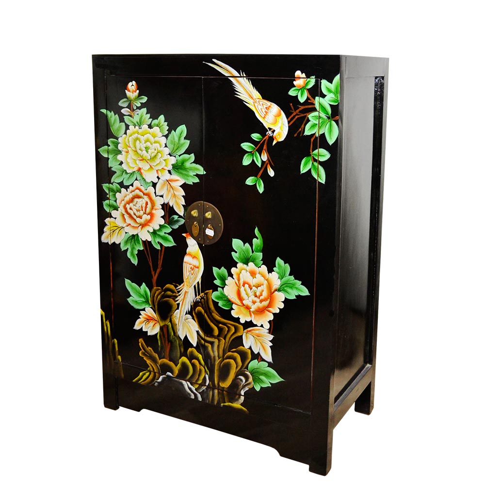 schwarz chinesisch Schrank Buffet aus Holz handgefertigt für Flur Wohnzimmer Bad