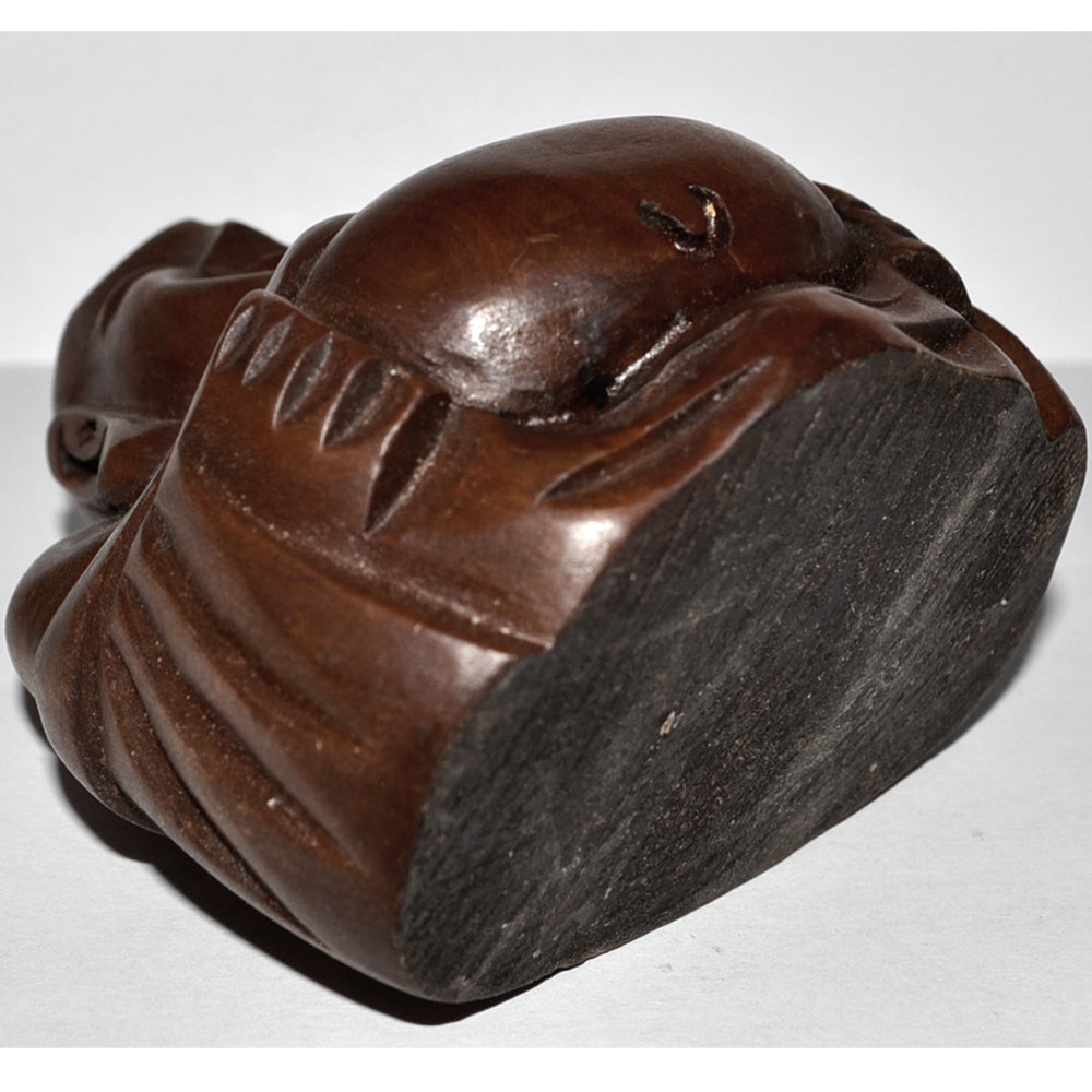 chinesisch Lucky Happy Glücks Buddha Statue aus Holz geschnitzt Natur