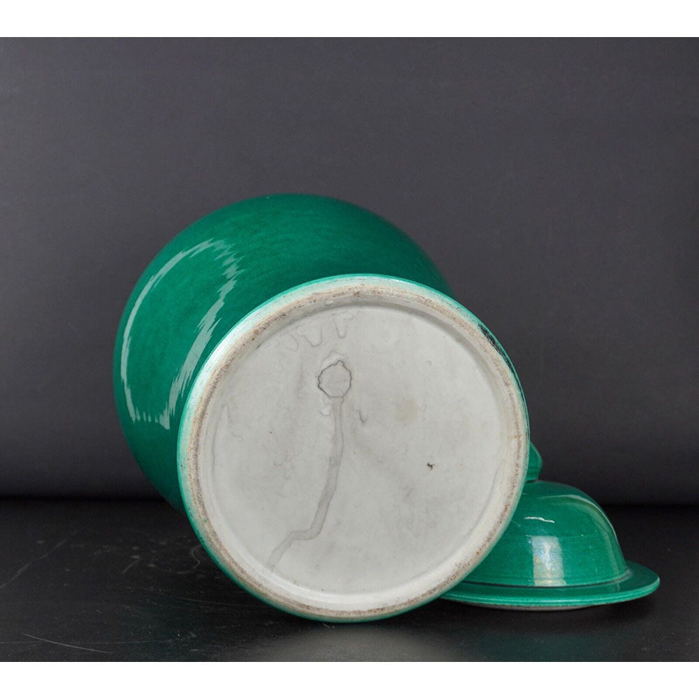 chinesisch Porzellan Vase Deckel Jadegruen