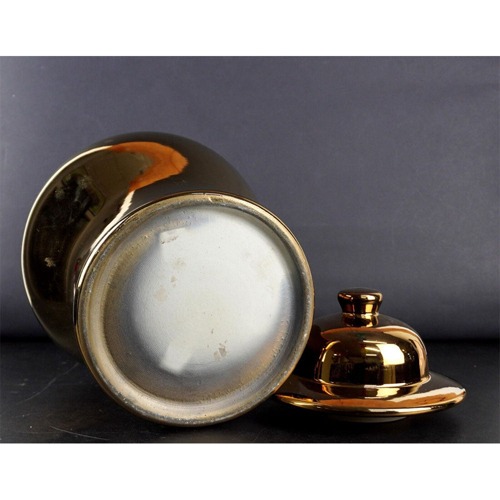 chinesisch Porzellan Deckel Vase Goldig Farbe