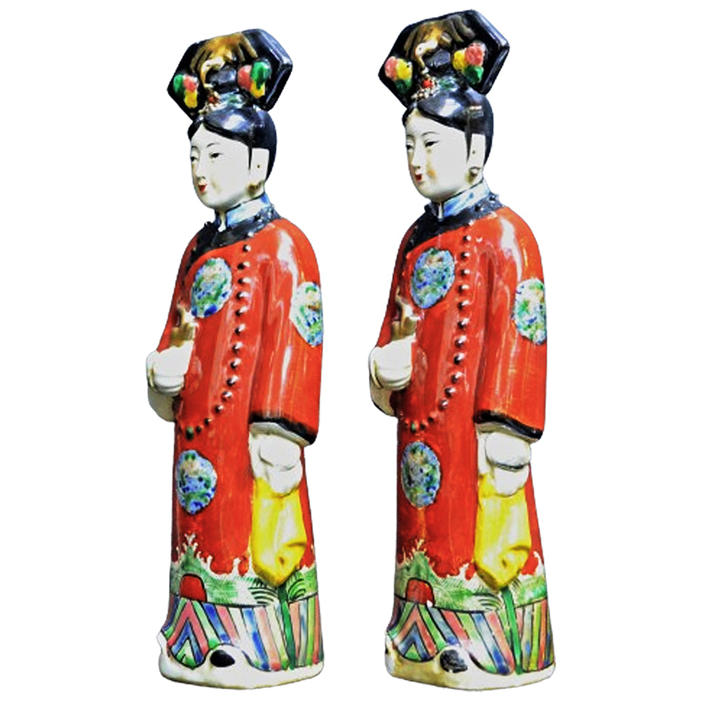 chinesisch Porzellan Figuren Hofdamen Keramik