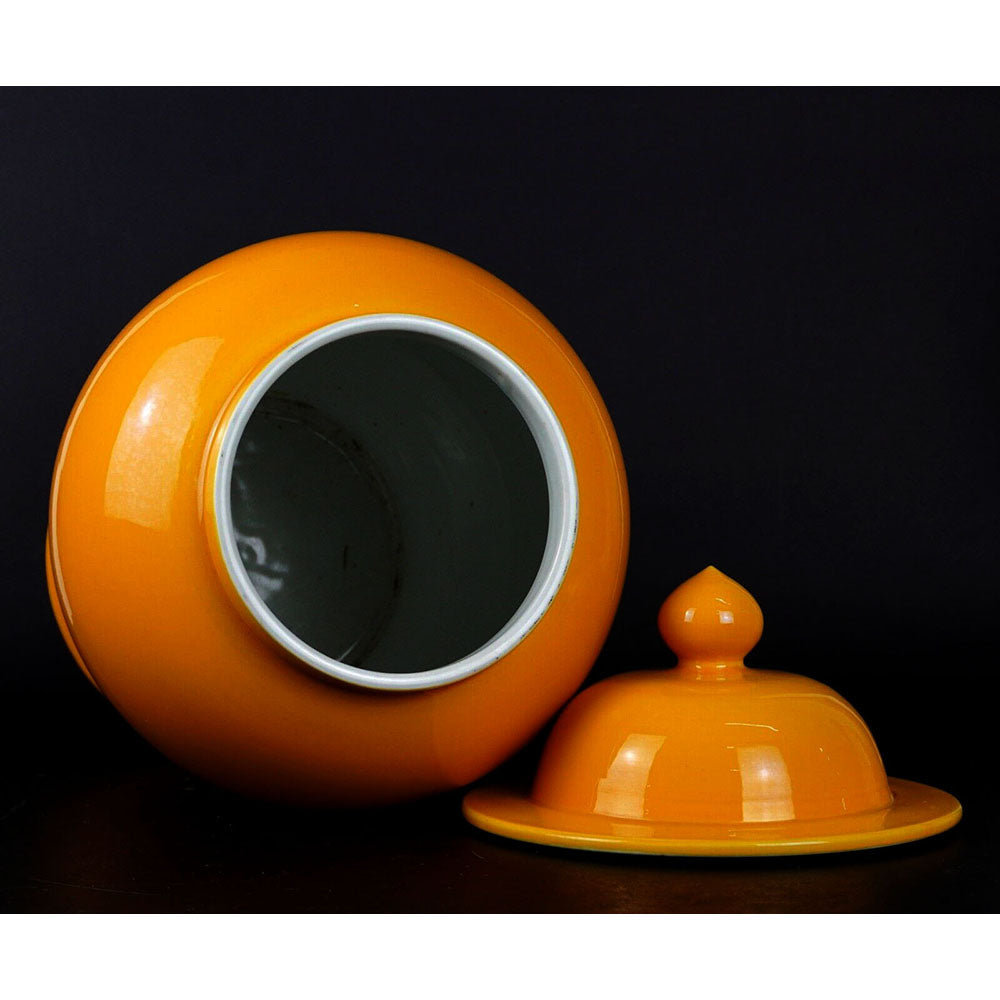 chinesisch Porzellan Vase Deckel Vase Gelb