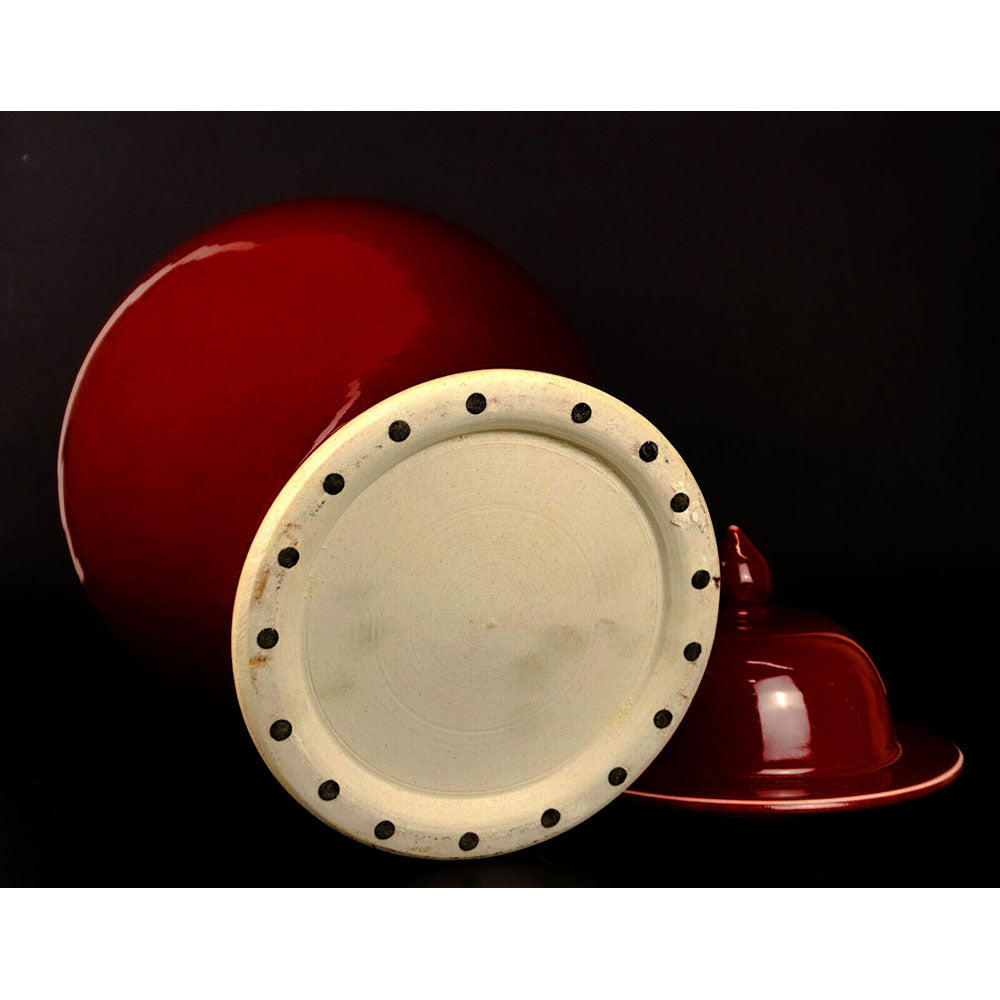 Deckel Porzellan Vase chinesisch Weinrot