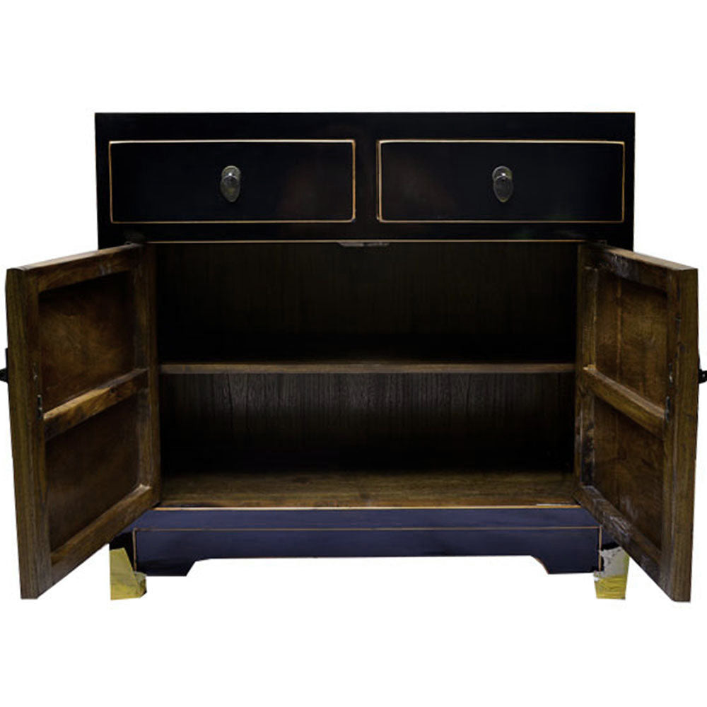 Holzkommode in schwarz antik chinesisch Stil mit Schubalden handgefertigt