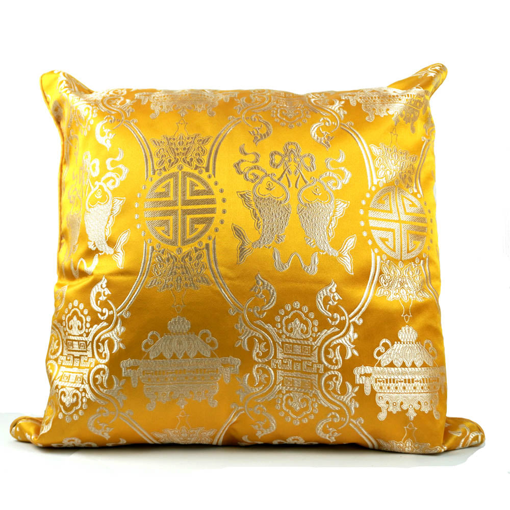 Kissenbezug aus Seide Sofo Deko Kissen mit Reissverschluss Gelb handgefertigt