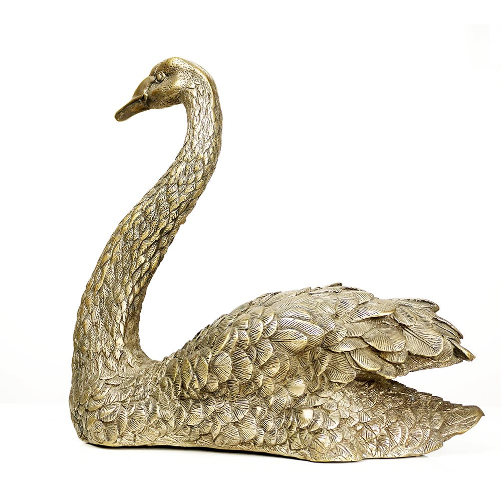 Schwan Statue aus Messing handgefertigt silber Farbe