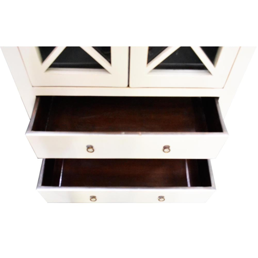 Vitrinen Vitrinenschrank Holz handgefertigt weiß mit Schubladen Fachboden