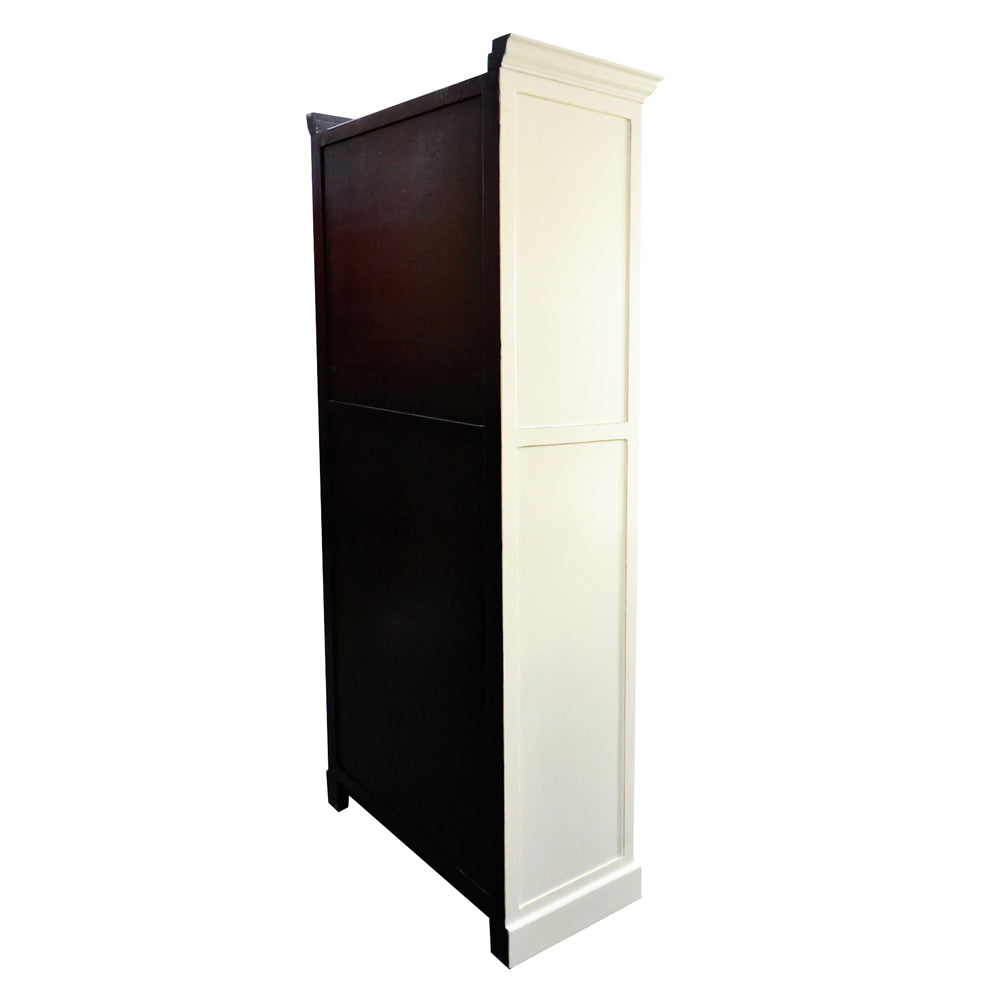 Vitrinenschrank Vitrine in weiß aus Holz handgefertigt mit Schubladen Fachboden