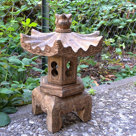 Garten Home Deko 6 eckige steinlaterne massivstein vogelhaus japanisch geisterhaus pagoda