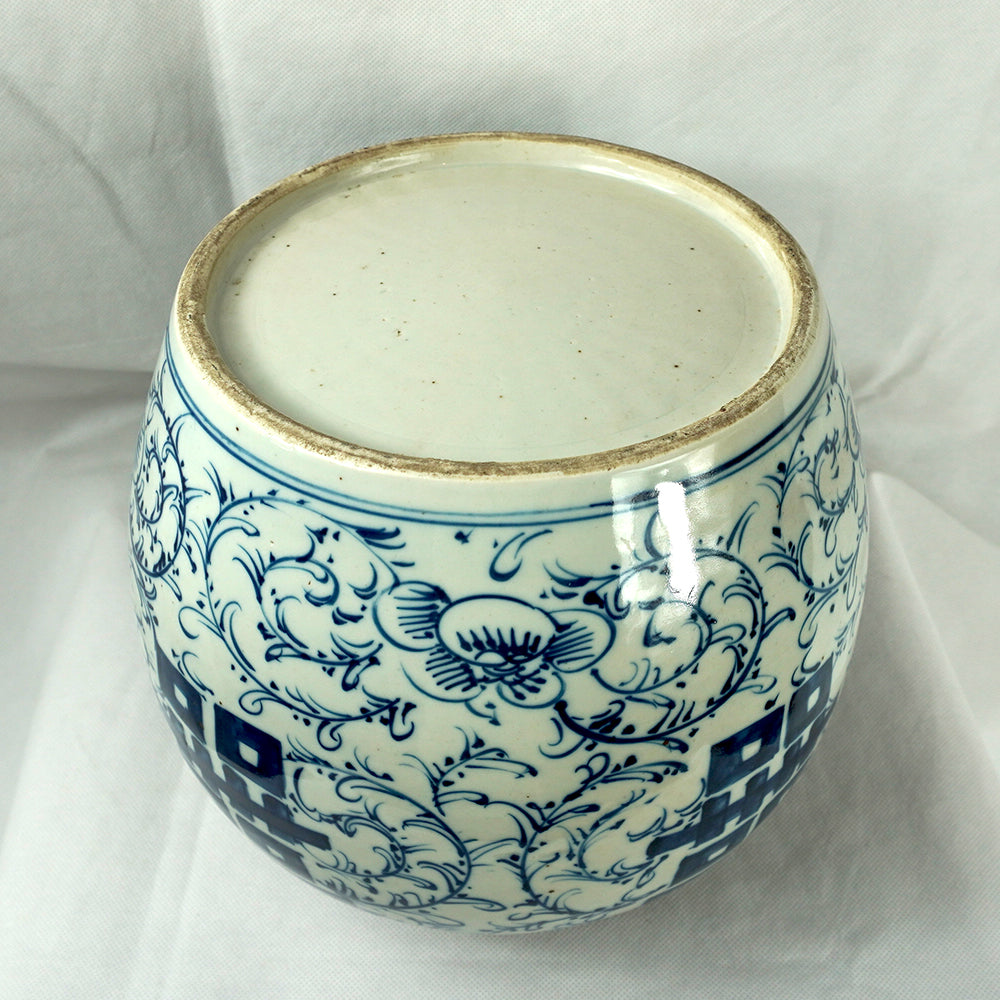 chinesisch Porzellan Deckel Vase Inwertopf handgemalt Blau Weiß