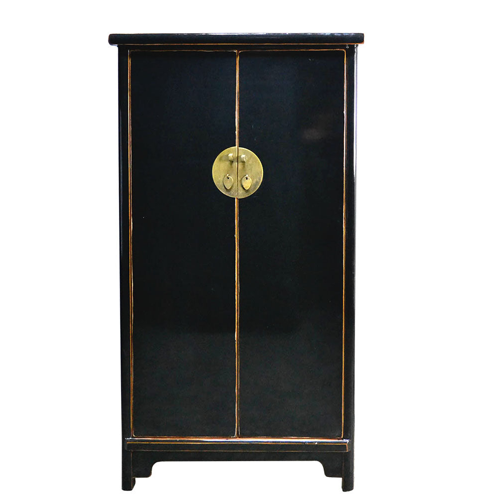 chinesischer Holzschrank Hochschrank schwarz in antik Stil 150 cm hoch
