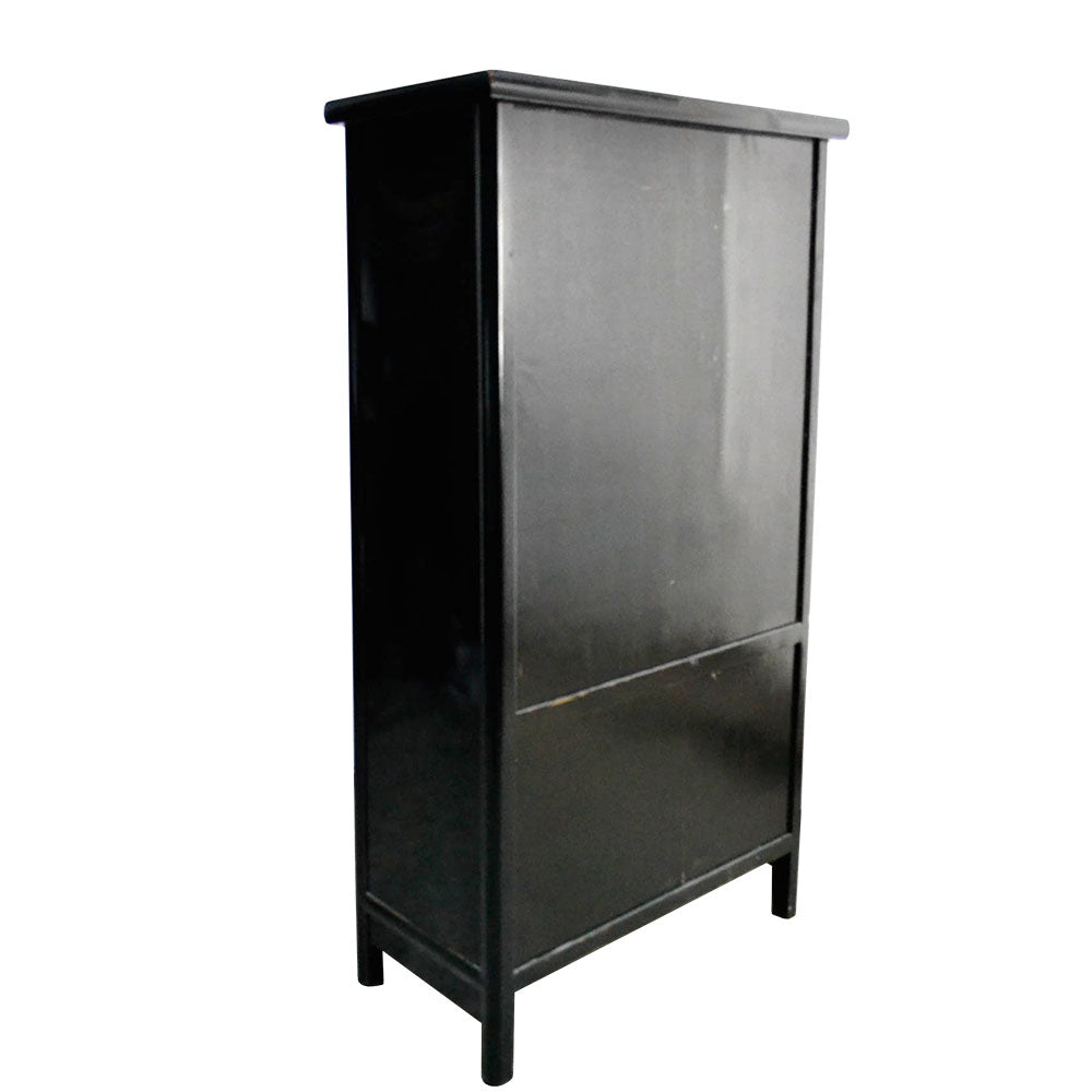 chinesischer Holzschrank Hochschrank schwarz in antik Stil 150 cm hoch