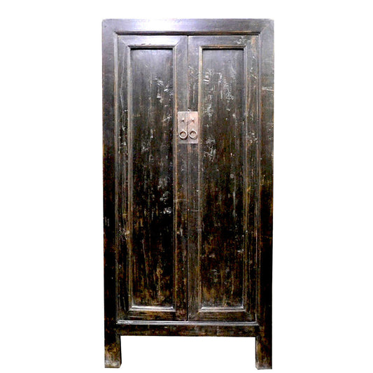 antik chinesisch Holzschrank schwarz aus massiv Holz handgefertigt 2m hoch