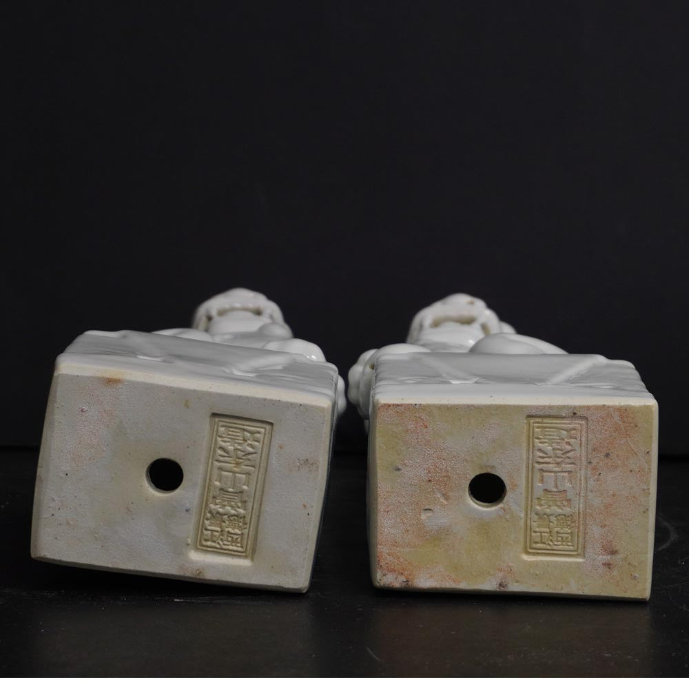 chinesisch Wächterlöwen Fu Hund Tempellöwen Keramik weiß