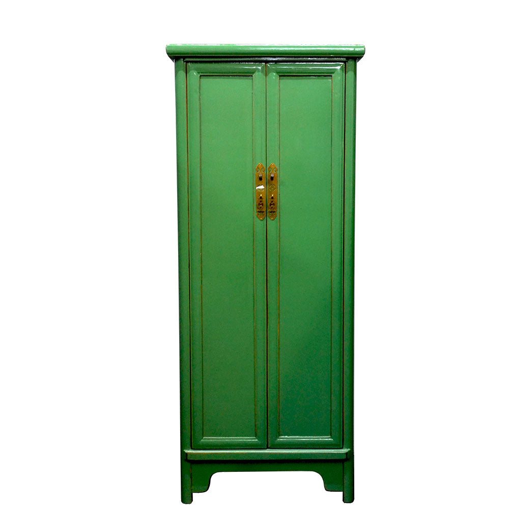 chinesisch Holzschrank Hochschrank handegefertigt grün Regalböden für Bad Küchen Schlafzimmer Flur