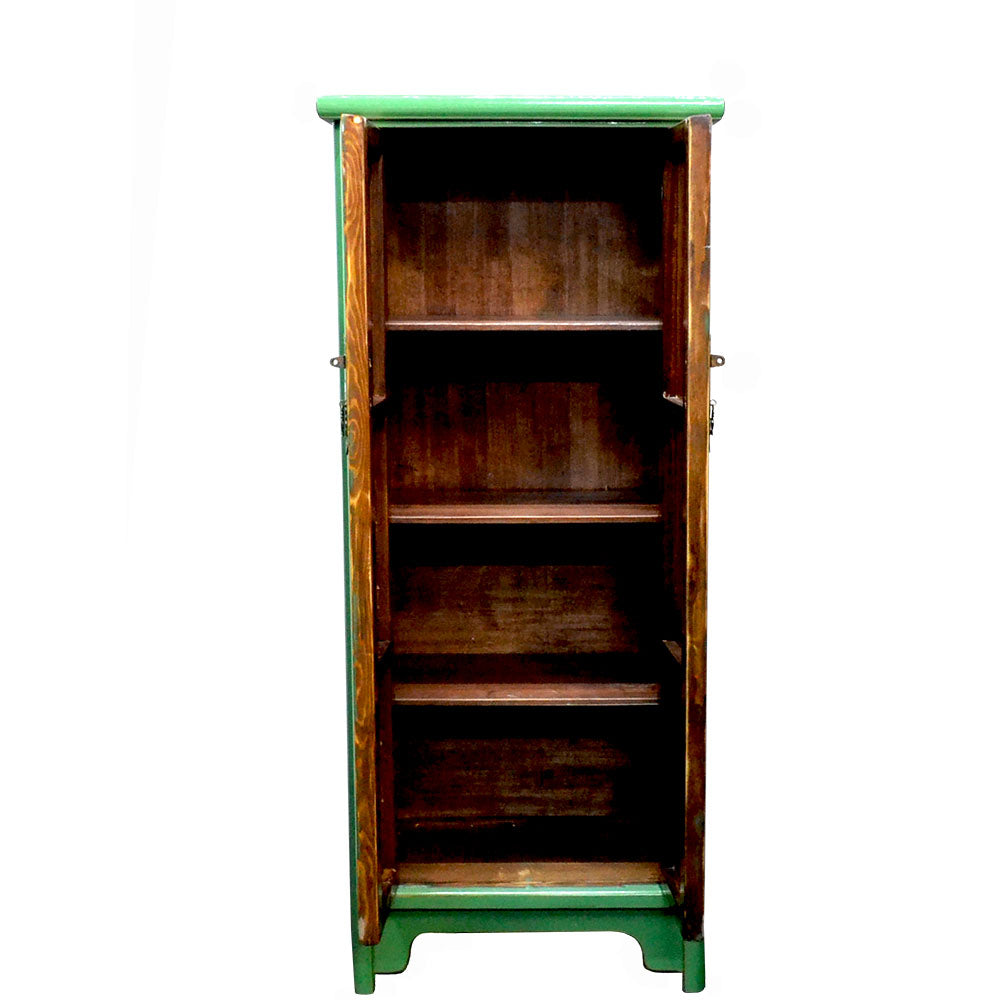chinesisch Holzschrank Hochschrank handegefertigt grün Regalböden für Bad Küchen Schlafzimmer Flur