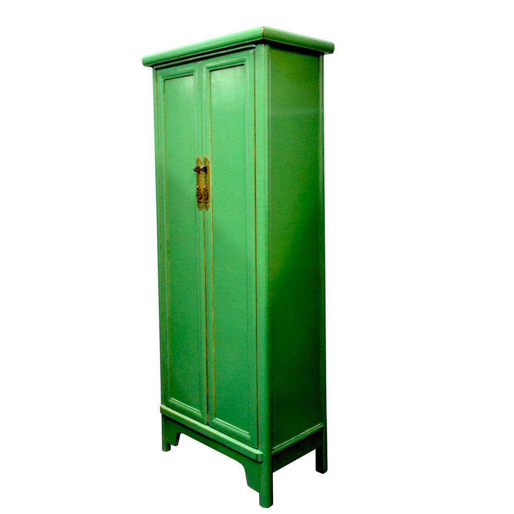 chinesisch Holzschrank Hochschrank handegefertigt grün Regalböden für Bad Küchen Schlafzimmer Flur