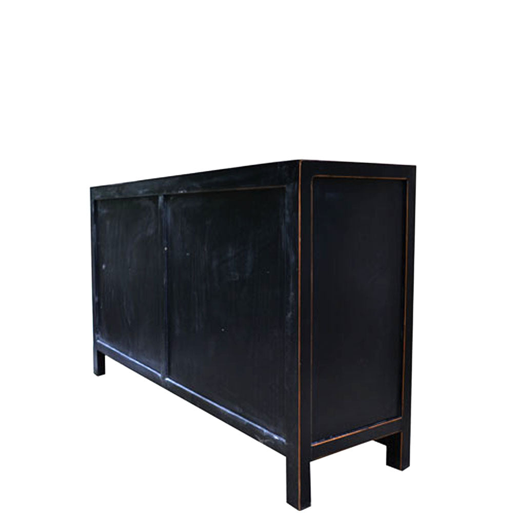 chinesisch Holzkommode mit Schubladen schwarz handgefertigt 160cm