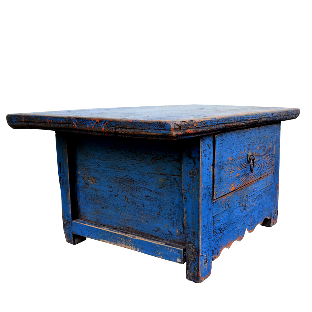 Klein Tisch Massiv Holz Tee Tisch Bett Couch Beistelltisch Nachttisch Blau inkl. Lieferung