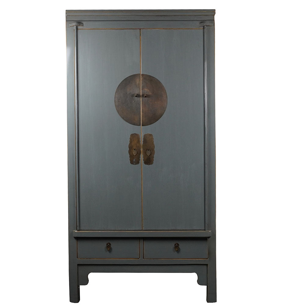 Kleiderschrank chinesisch Hochzeitsschrank Hochschrank aus Holz grau