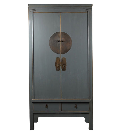 Kleiderschrank chinesisch Hochzeitsschrank Hochschrank aus Holz grau