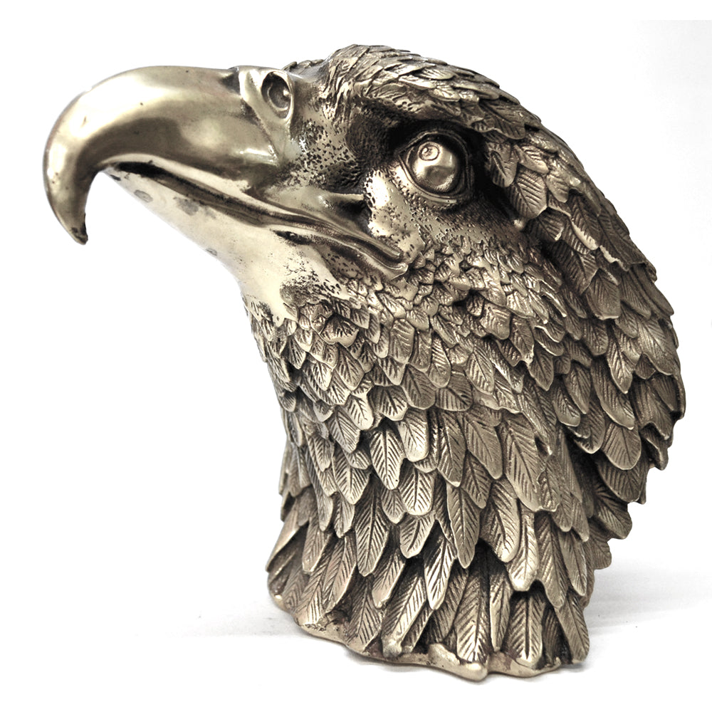 Tiere Statuen Deko Figur Adler Kopf Metall Silber