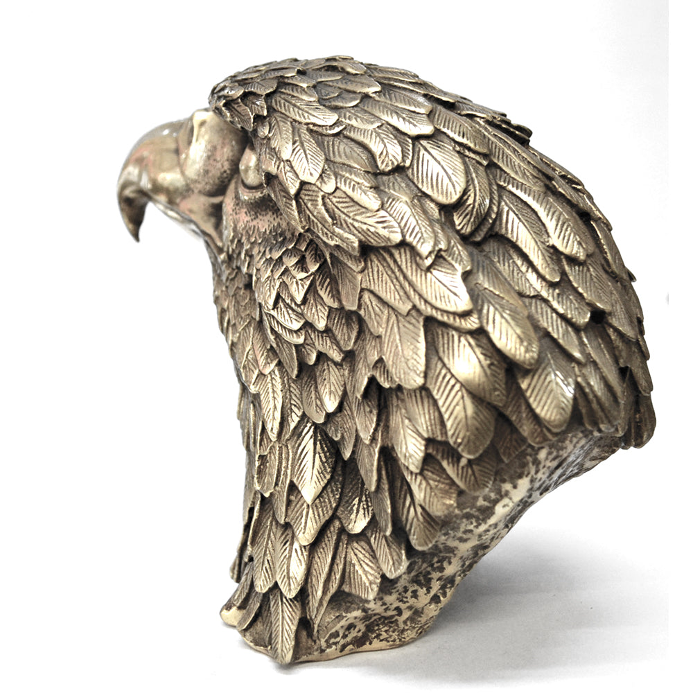 Tiere Statuen Deko Figur Adler Kopf Metall Silber