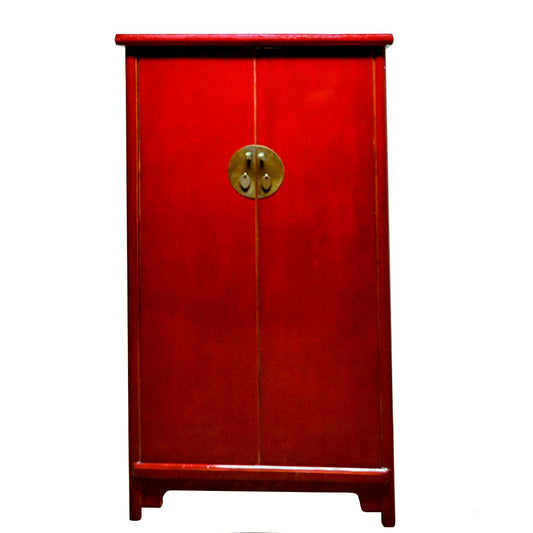 chinesischer Holzschrank Hochschrank rot Vintage 150 cm hoch