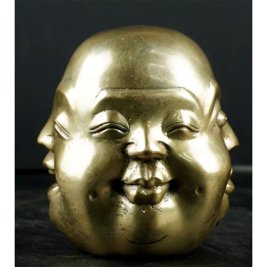 Buddhakopf mit 4 verschiedene Emotionen Ausdruck Lachen Freude Trauer Bronze L