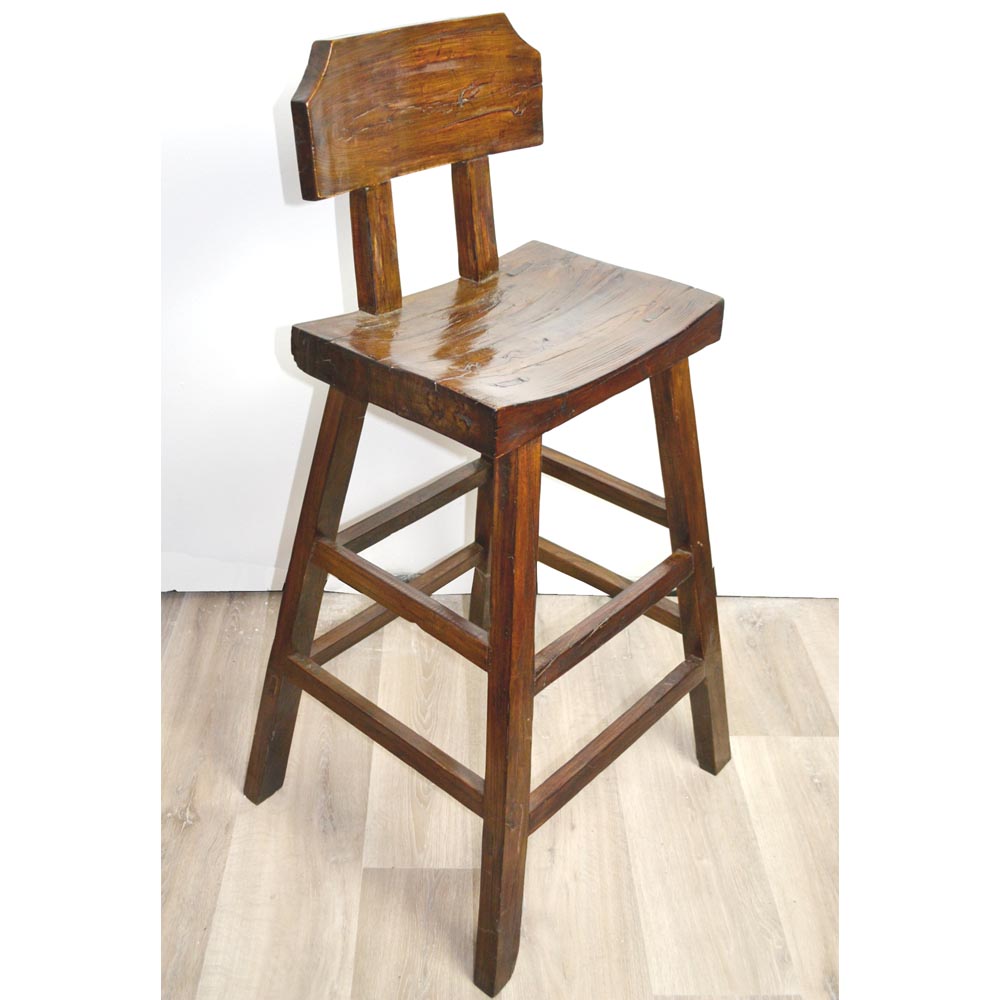 Massiv Holz Hocker Bar Hocker mit Lehnen naturbelassen Landhaus handgefertigt