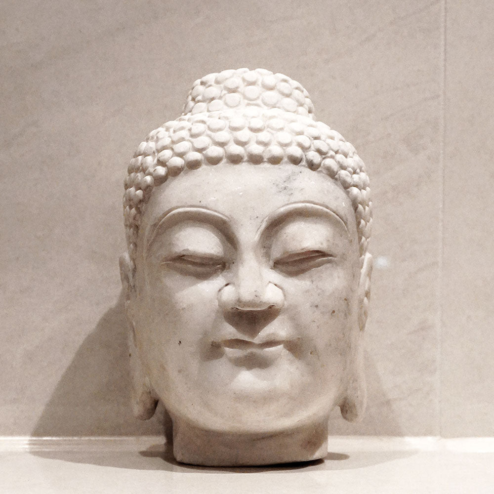 Buddha Statue Buddha Kopf handgefertigt aus weißem Marmor