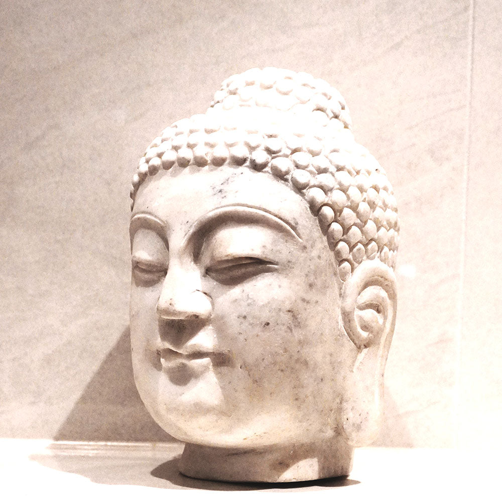 Buddha Statue Buddha Kopf aus weißem Marmor