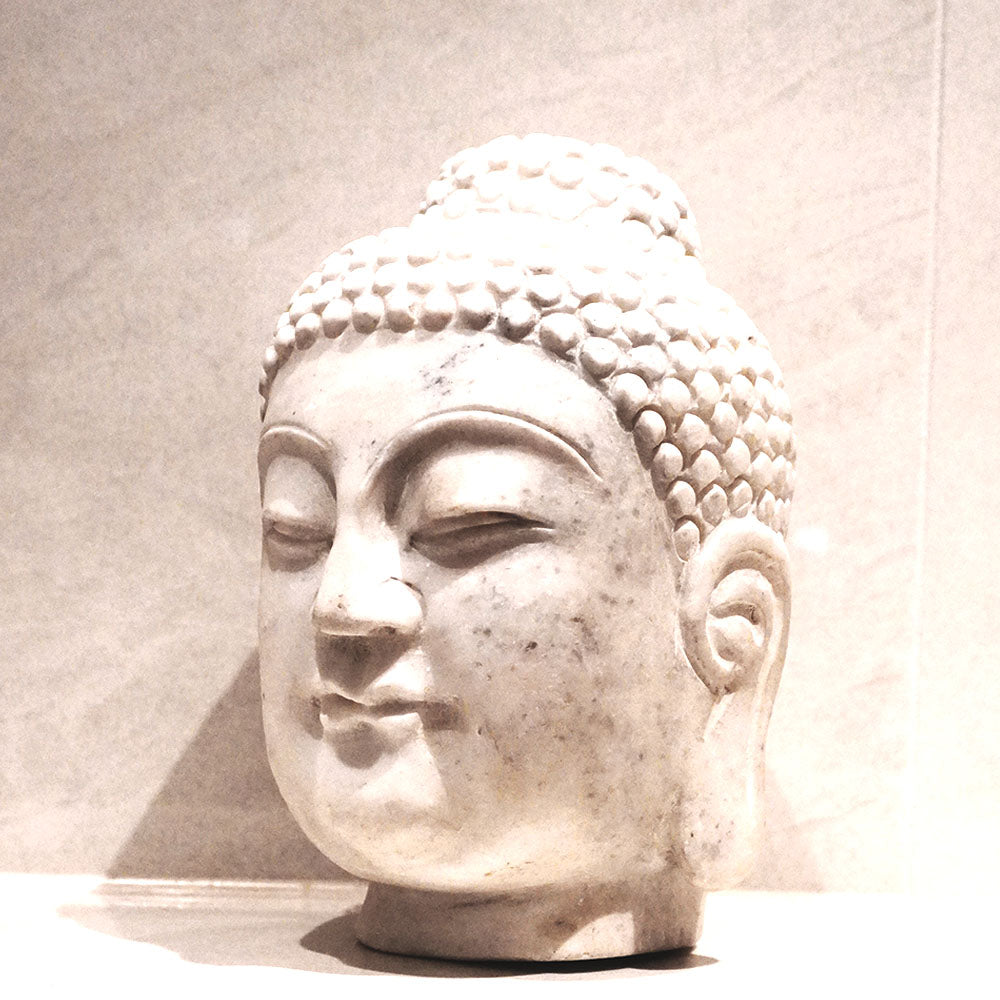 Buddha Statue Buddha Kopf handgefertigt aus weißem Marmor