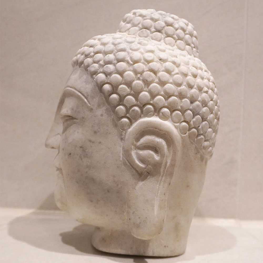 Buddha Statue Buddha Kopf handgefertigt aus weißem Marmor