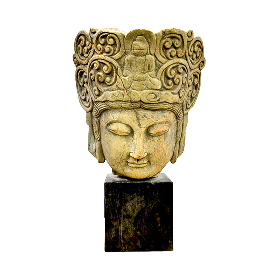 Buddha Kopf Statue Skulpture aus Marmor Stein