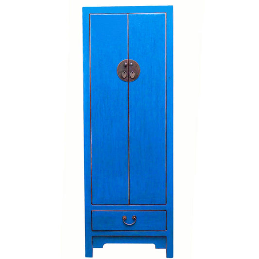 Blau chinesisch Hochschrank Schrank mit Schubladen aus Holz handgefertigt