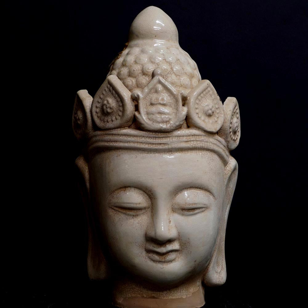 Buddha Kopf Statue Terrakotta Figur 29 cm hoch Bodhisattva