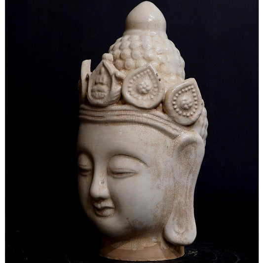 Buddha Kopf Statue Terrakotta Figur 29 cm hoch Bodhisattva