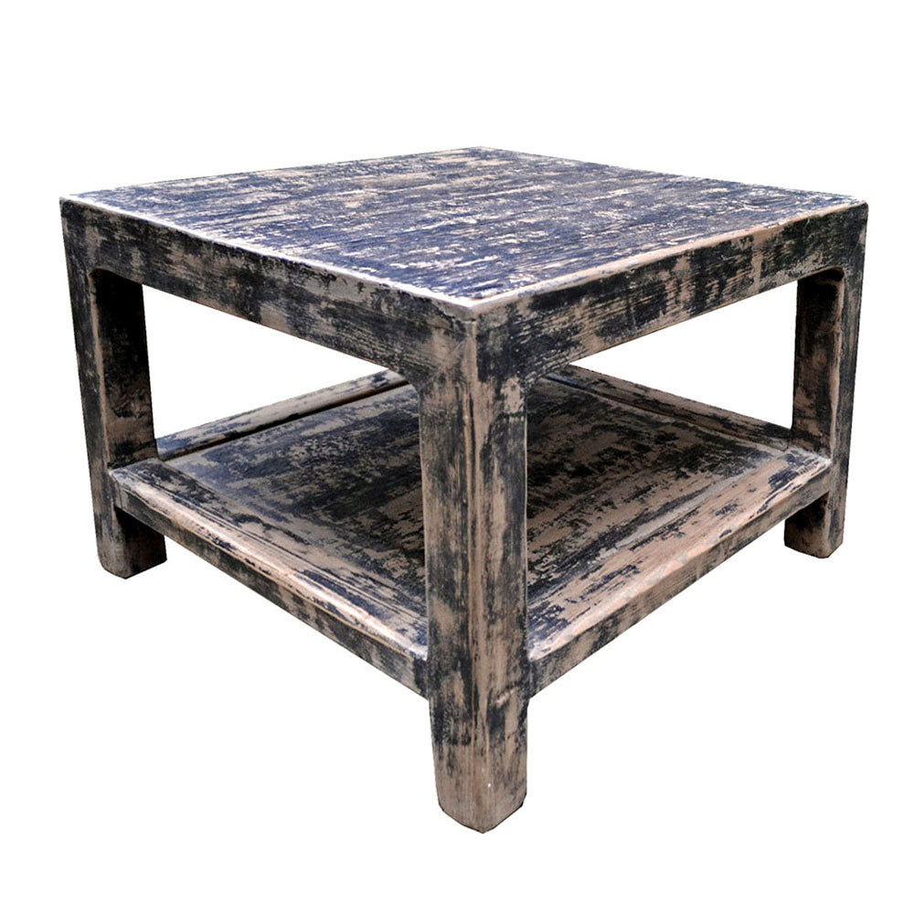 Couchtisch Sofa Tisch aus Holz quadratisch used look schwarz 65 cm breit