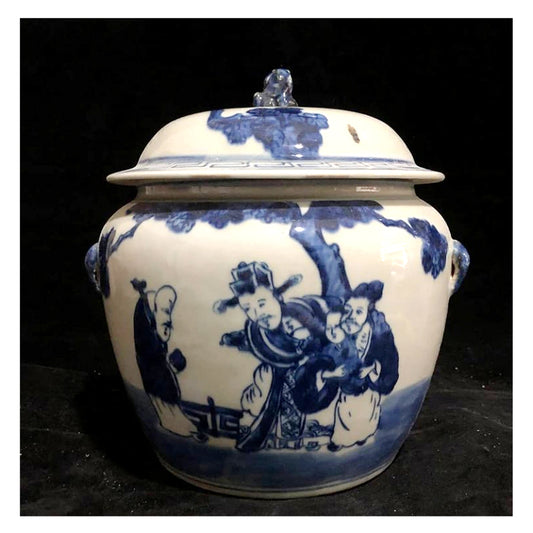 chinesisch Blau-Weiß Porzellan Deckel Vase handbemalt antik Stil Home Deko