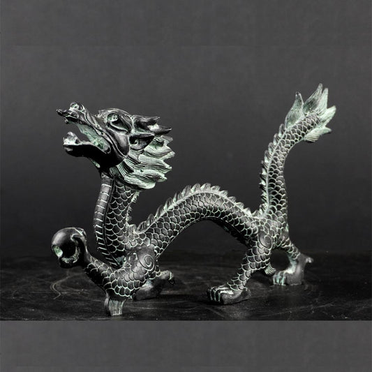 chinesisch Drache Statue aus Messing 14 cm lang